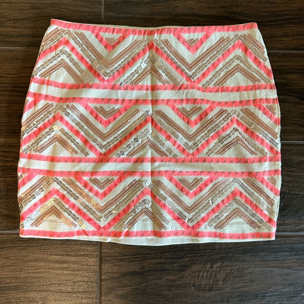 Express White Sequin Miniskirt